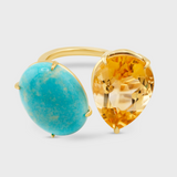 Nevada Mona Lisa Turquoise Citrine Double Ring