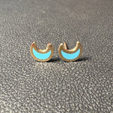 Turquoise Inlay Moon Earrings