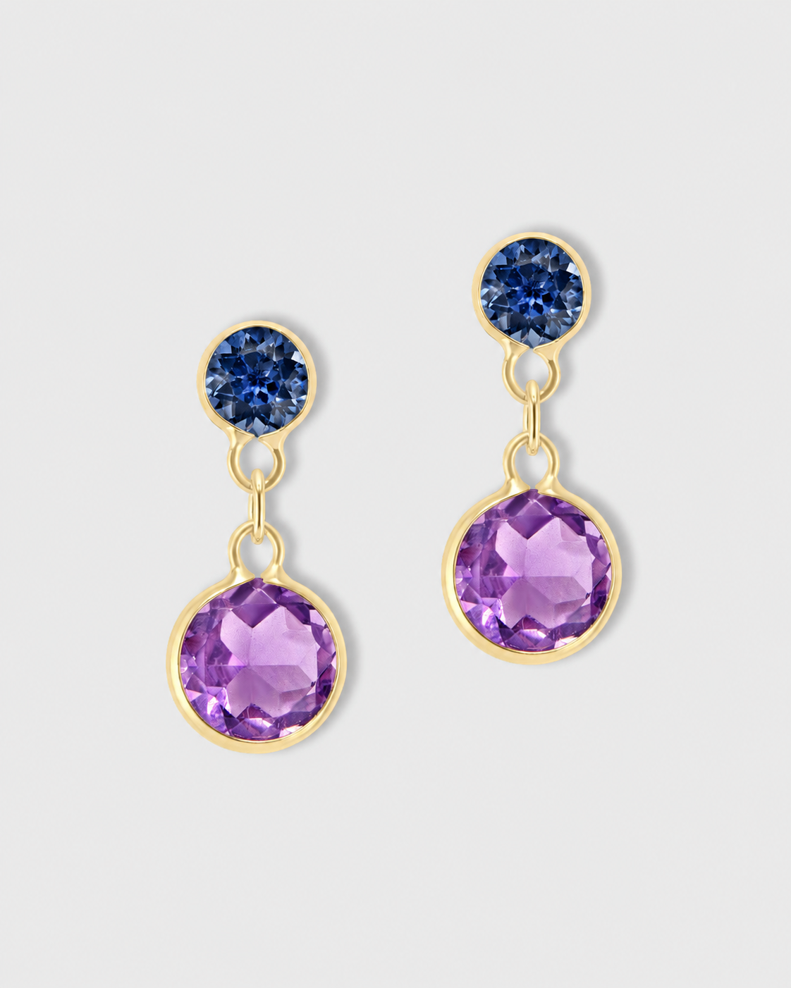 Chakra Sapphire Amethyst Sphere Drop Earrings