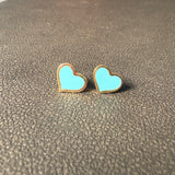 Turquoise Inlay Heart Earrings