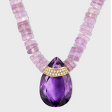 Aurora Amethyst Diamond Bar Gemstone Lavender Quartz Necklace