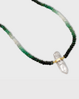 Arizona Ombre Emerald With Crystal Quartz Gold Bar Necklace