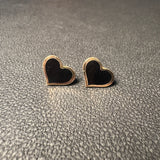 Onyx Inlay Heart Earrings