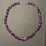 Amethyst Dragon Gold Bead Necklace