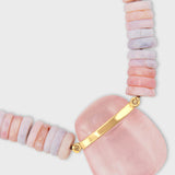 Aurora Pink Opal Rose Quartz Crystal Charm Necklace