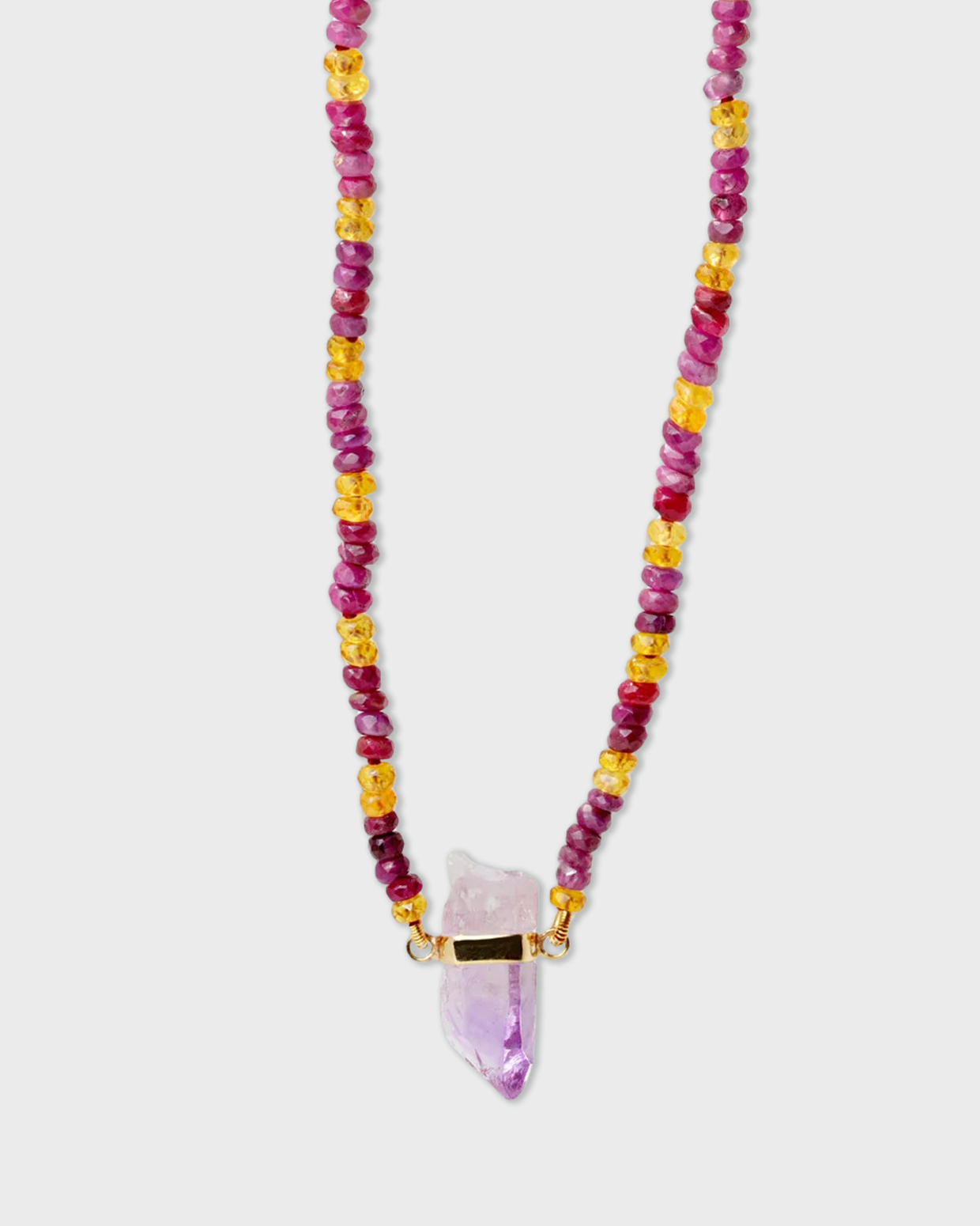 Arizona Pink & Yellow Sapphire Veracruz Amethyst Charm Necklace