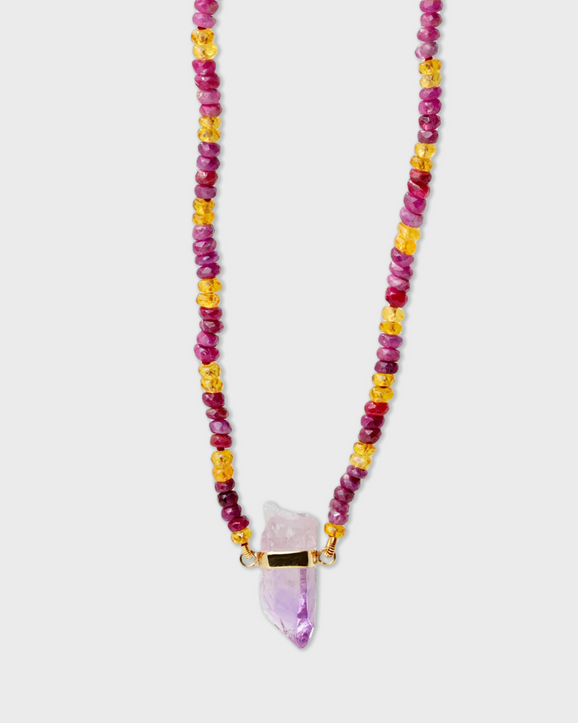 Arizona Pink & Yellow Sapphire Veracruz Amethyst Charm Necklace