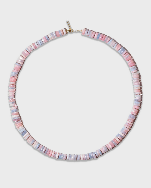 Aurora Pink Opal Faceted Gemstone Necklace