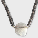 Aurora Smoky Quartz Moonstone Diamond Bar Necklace