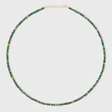 Birthstone May Emerald Gold Bead Necklace
