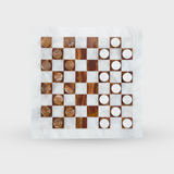 Brown and White Onyx Checkers Set