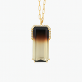 Citrine Smoky Quartz Diamond Crown Necklace