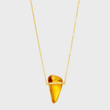 Crystalline Amber Gold Bar Necklace