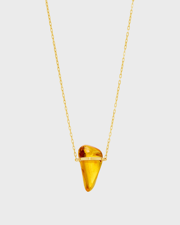 Crystalline Amber Gold Bar Necklace
