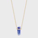 Crystalline Tanzanite Diamond Gold Bar Necklace