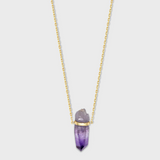 Crystalline Veracruz Amethyst Gold Bar Necklace