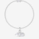 Crystalline White Gold Tennis Bracelet with Diamond Crystal Charm