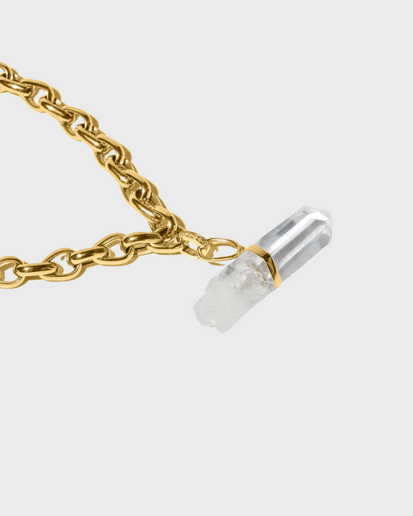 Crystalline Jumbo Chunky Fancy Link with Removable Diamond Crystal Quartz Charm Necklace