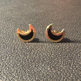 Onyx Inlay Moon Earrings