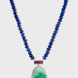 Happy Buddha Jade Tourmaline Lapis Necklace
