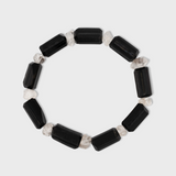 Gaia Jumbo Black Tourmaline & Herkimer Diamond Stretch Bracelet