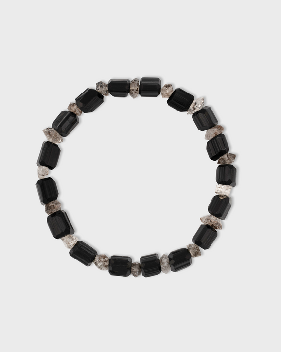 Gaia Black Tourmaline & Herkimer Diamond Stretch Bracelet