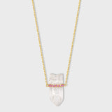 Crystalline Crystal Quartz Pink Sapphire Bar Necklace