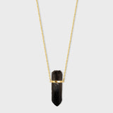 Crystalline Smoky Quartz Gold Bar Necklace