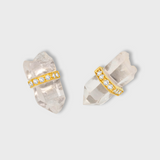 Crystalline Crystal Quartz Diamond Bar Earring