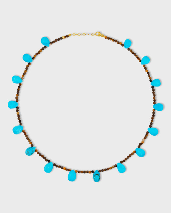 Arizona Tigers Eye with Turquoise Tear Drops Necklace