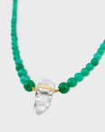 Soleil Green Opal Sphere Crystal Quartz Gold Bar Necklace