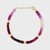 Arizona Jumbo Ruby Cube Gold Bead Bracelet