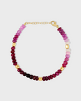 Arizona Jumbo Ruby Cube Gold Bead Bracelet