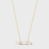 Crystalline Crystal Quartz Double Gold Bar Necklace