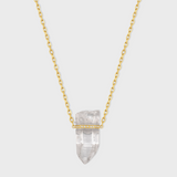 Crystalline Large Crystal Quartz Diamond Bar Necklace