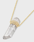 Crystalline Crystal Quartz Triple Diamond Bar Necklace