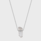 Men's Crystalline Small Crystal Quartz Diamond Bar Necklace