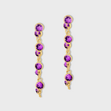 Chakra Amethyst Gold Bezel Drop Earrings