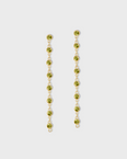 Chakra Peridot Gold Bezel Drop Earrings