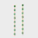 Chakra Emerald Gold Bezel Drop Earrings