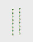 Chakra Emerald Gold Bezel Drop Earrings