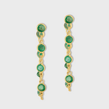 Chakra Emerald Gold Bezel Drop Earrings