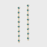 Chakra Blue Topaz Gold Bezel Drop Earrings