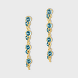 Chakra Blue Topaz Gold Bezel Drop Earrings