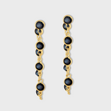 Chakra Blue Sapphire Gold Bezel Earrings