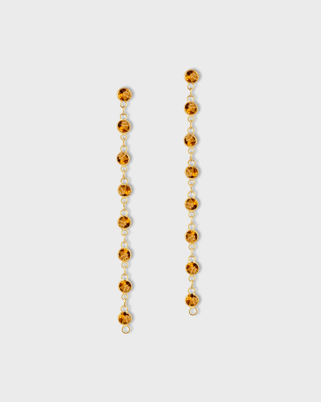 Chakra Citrine Gold Bezel Drop Earrings