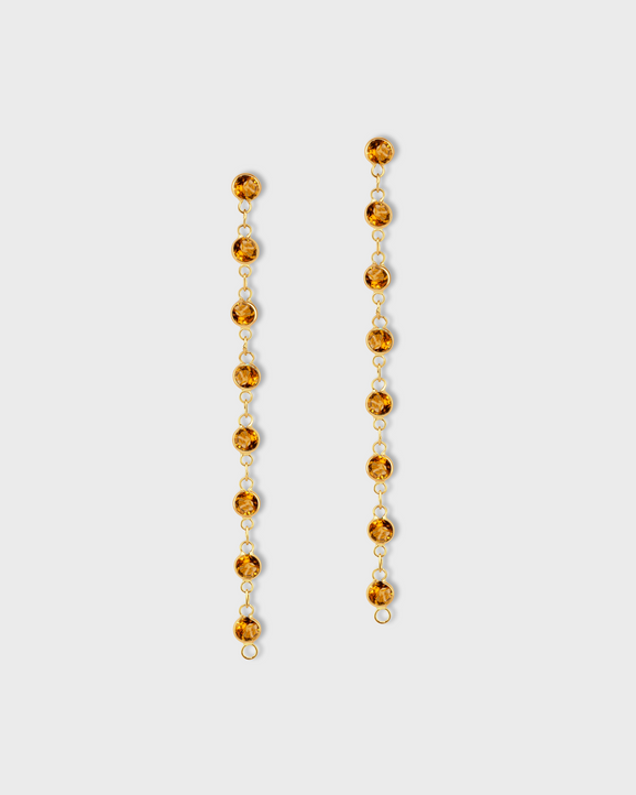 Chakra Citrine Gold Bezel Drop Earrings