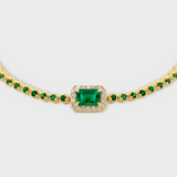 Chakra Emerald Diamond Halo Tennis Bracelet