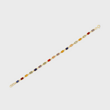 Chakra Rainbow Sapphire Gold Bezel Tennis Chain Bracelet