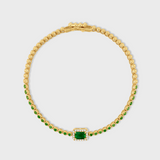 Chakra Emerald Diamond Halo Tennis Bracelet